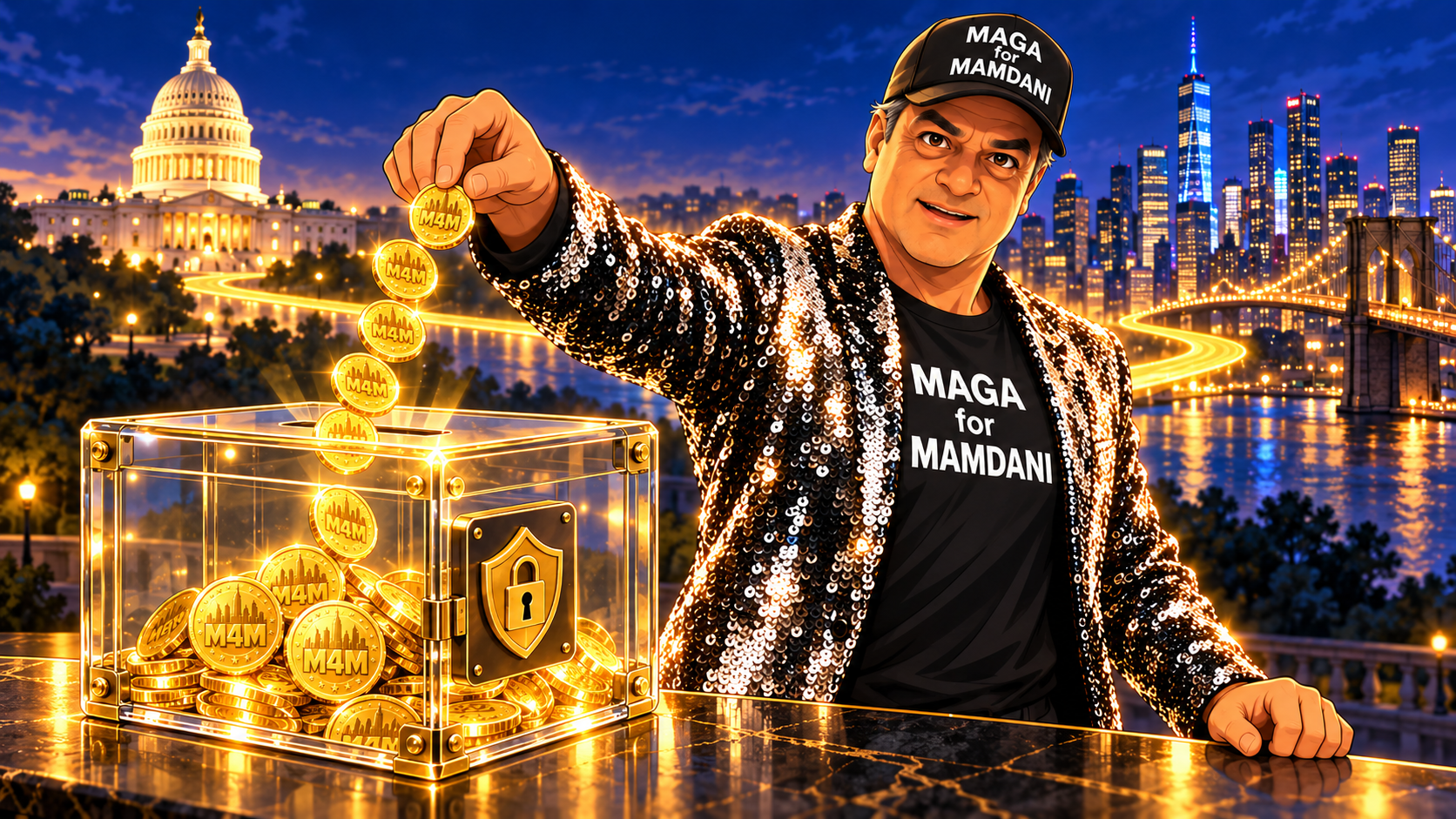 M4M anime mascot making a transparent contribution